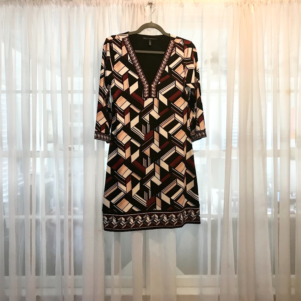 WHBM V-neck chemise shift dress, embroidered